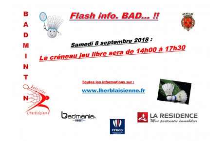 Samedi 8 septembre - Jeu libre de 14h à 17h30