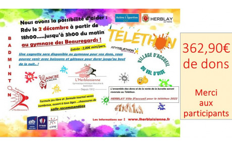 362,90 € de dons au téléthon du 2 décembre